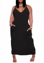 (Plus Size)(Real Image)2022 Styles Women Sexy INS Styles Solid Color Strap Maxi Dress