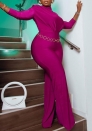 (Real Image)2024 Styles Plus Size Women Spring Stylish Slim Fit Semi-High Neck High-Waist Jumpsuit