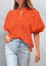 (Real Image,Only Tops)2024 Styles Women Spring/Summer Elegant Puff Sleeve Embroidered Blouse