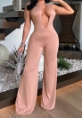 (Apricot)2024 Styles Women Multicolor Wave Deep-V Exposed Back High-Waisted Jumpsuit