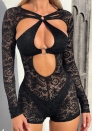 (Real Image)2024 Styles Women Lace Cut-Out Long Sleeve Playsuit
