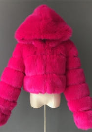 (Real Image)2021 Styles Women Fashion Fall & Winter INS Styles Rose red Fur Coats