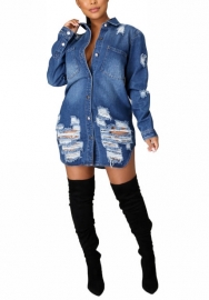 (Real Image)2022 Styles Women Fashion Spring INS Styles Ripped Jeans Coat