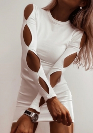 (Real Image)2022 Styles Women Fashion Summer INS Styles Hollow Long Sleve Mini Dress