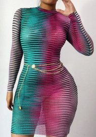 (Real Image)2022 Styles Women Fashion Summer INS Styles Print Long Sleeve Mini Dress