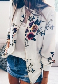 2022 Styles Women Fashion INS Styles Floral Front Zipper Coat