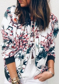 2022 Styles Women Fashion INS Styles Floral Front Zipper Coat