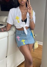 (Only Skirts)(Real Image)2022 Styles Women Fashion Summer TikTok&Instagram Styles Ripped Jeans Skirts