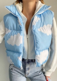 (Real Image)2022 Styles Women Fashion Summer TikTok&Instagram Styles Print Blue Coat