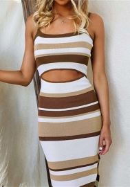 (Brown)2022 Styles Women Fashion Summer TikTok&Instagram Styles Sweater Cut Out Midi Dress