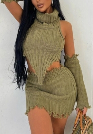 (Real Image)2022 Styles Women Fashion Spring&Winter TikTok&Instagram Styles Green Sweater Dress