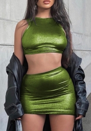 (Green)2022 Styles Women Sexy Spring&Winter TikTok&Instagram Styles PU Two Piece Dress