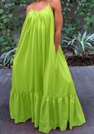 (Plus Size)(Light Green)2022 Styles Women Sexy Spring&Winter TikTok&Instagram Styles Strap Loose Maxi Dress