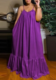(Plus Size)(Purple)2022 Styles Women Sexy Spring&Winter TikTok&Instagram Styles Strap Loose Maxi Dress