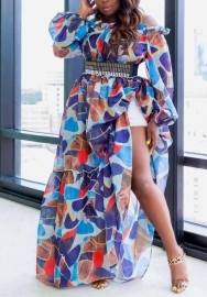 (Plus Size)(Real Image)2022 Styles Women Sexy Spring&Winter TikTok&Instagram Styles Print Off Shoulder Loose Maxi Dress