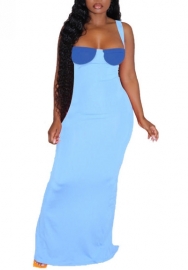 (Blue)2023 Styles Women Sexy&Fashion Spring&Summer TikTok&Instagram Styles Contrast Color Maxi Dress