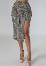 (Only Bottom)(Gray)2023 Styles Women Sexy&Fashion Spring&Summer TikTok&Instagram Styles Camouflage Skirts
