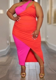(Real Image)(Plus Size)2023 Styles Women Sexy&Fashion Spring&Summer TikTok&Instagram Styles Contrast Color Maxi Dress