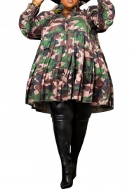 (Camouflage)(Plus Size)2023 Styles Women Sexy&Fashion Spring&Summer TikTok&Instagram Styles Print Shirts Dress