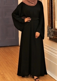(Black)(Only Dress,not Hoodie)2023 Styles Women Sexy&Fashion Spring&Summer TikTok&Instagram Styles Solid Color Muslim Maxi Dress