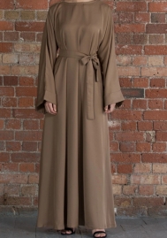 (Brown)(Only Dress,not Hoodie)2023 Styles Women Sexy&Fashion Spring&Summer TikTok&Instagram Styles Solid Color Muslim Maxi Dress