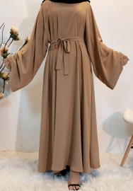 (Apricot)(Only Dress,not Hoodie)2023 Styles Women Sexy&Fashion Spring&Summer TikTok&Instagram Styles Solid Color Muslim Maxi Dress