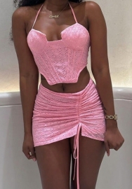 (Real Image)2023 Styles Women Sexy&Fashion Spring&Summer TikTok&Instagram Styles Pink Two Piece Dress