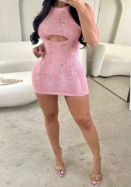 (Real Image)2023 Styles Women Sexy&Fashion Spring&Summer TikTok&Instagram Styles Sweater Ripped Cut Out Mini Dress