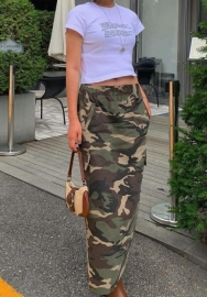 (Only Bottom)(Real Image)2023 Styles Women Sexy&Fashion Spring&Summer TikTok&Instagram Styles Camouflage Maxi Skirts