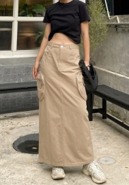 (Only Bottom)(Real Image)2023 Styles Women Sexy&Fashion Spring&Summer TikTok&Instagram Styles Solid Color Maxi Skirts
