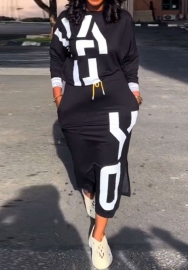 (Black)2023 Styles Women Sexy&Fashion Autumn/Winter TikTok&Instagram Styles Long Sleeve Loose Two Piece Maxi Dress