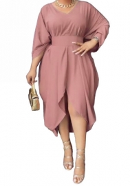 (Real Image)2023 Styles Women Sexy&Fashion Autumn/Winter TikTok&Instagram Styles Pink Loose Maxi Dress