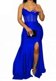(Blue)2023 Styles Women Sexy&Fashion Autumn/Winter TikTok&Instagram Styles  Mesh Maxi Dress