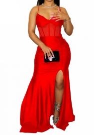 (Red)2023 Styles Women Sexy&Fashion Autumn/Winter TikTok&Instagram Styles  Mesh Maxi Dress