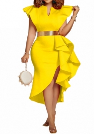 (Yellow)2023 Styles Women Sexy&Fashion Autumn/Winter TikTok&Instagram Styles  Irregular Maxi Dress