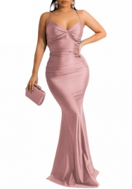 (Pink)2023 Styles Women Sexy&Fashion Autumn/Winter TikTok&Instagram Styles Silk Strap Maxi Dress