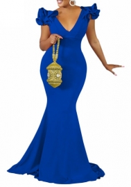 (Blue)2023 Styles Women Sexy&Fashion Autumn/Winter TikTok&Instagram Styles Deep V Neck Hem Maxi Dress