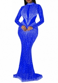 (Blue)2023 Styles Women Sexy&Fashion Autumn/Winter TikTok&Instagram Styles  Sequins Long Sleeve Maxi Dress