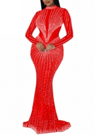 (Red)2023 Styles Women Sexy&Fashion Autumn/Winter TikTok&Instagram Styles  Sequins Long Sleeve Maxi Dress