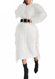 (White)2023 Styles Women Sexy&Fashion Autumn/Winter TikTok&Instagram Styles  Sweater Long Sleeve Maxi Dress