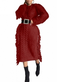 (Drak Red)2023 Styles Women Sexy&Fashion Autumn/Winter TikTok&Instagram Styles  Sweater Long Sleeve Maxi Dress