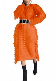 (Orange)2023 Styles Women Sexy&Fashion Autumn/Winter TikTok&Instagram Styles  Sweater Long Sleeve Maxi Dress