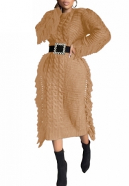 (Apricot)2023 Styles Women Sexy&Fashion Autumn/Winter TikTok&Instagram Styles  Sweater Long Sleeve Maxi Dress