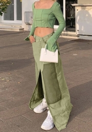 (Only Bottom)(Green)2023 Styles Women Sexy&Fashion Autumn/Winter TikTok&Instagram Styles Contrast Color Jeans Maxi Skirts