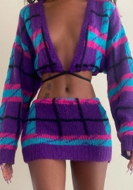(Only Bottom)(Real Image)2023 Styles Women Sexy&Fashion Autumn/Winter TikTok&Instagram Styles Purple Sweater SKirts