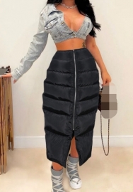 (Only Bottom)(Real Image)2023 Styles Women Sexy&Fashion Autumn/Winter TikTok&Instagram Styles Black Front Zipper Skirts
