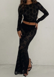 (Real Image)2023 Styles Women Sexy&Fashion Autumn/Winter TikTok&Instagram Styles Black Lace Maxi Dress