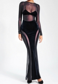 (Real Image)2023 Styles Women Sexy&Fashion Autumn/Winter TikTok&Instagram Styles Mesh Long Sleeve Maxi Dress