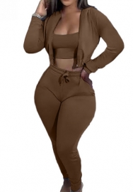 (Brown)2023 Styles Women Sexy&Fashion Autumn/Winter TikTok&Instagram Styles Hoodie Three Piece Suit
