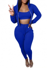 (Blue)2023 Styles Women Sexy&Fashion Autumn/Winter TikTok&Instagram Styles Hoodie Three Piece Suit